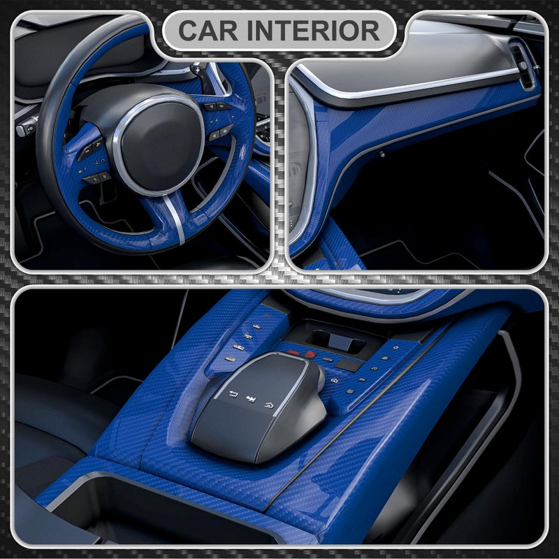 Lypumso 6D Carbon Fiber Vinyl Wrap Roll  Glossy Car Wrap Film Featuring Bubble Free Air Release Technology  Car Moto DIY Interior Exterior Decoration (Carbon Fiber Blue  1ft x 10ft) - Image 3